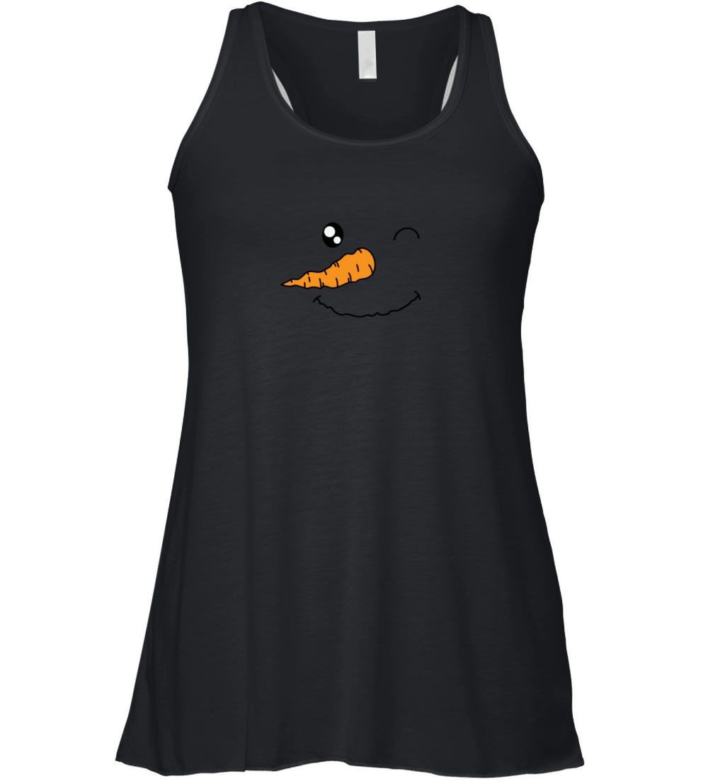 Snowman with Carrot as Nose Winter Women's Flowy Tank Top