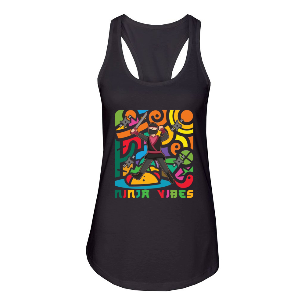 Funny Ninja Vibes Retro Vintage Recovered 01 Women's Racerback Tank