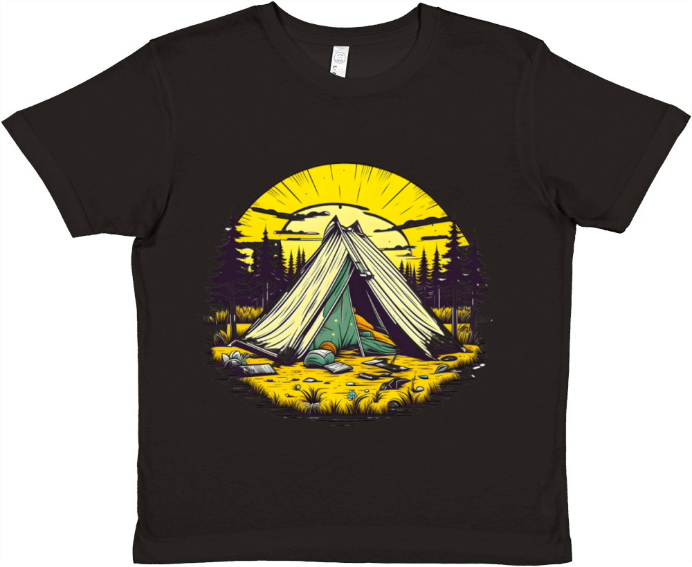A tent sitting in the middle of a field Premium Kids Crewneck T-shirt
