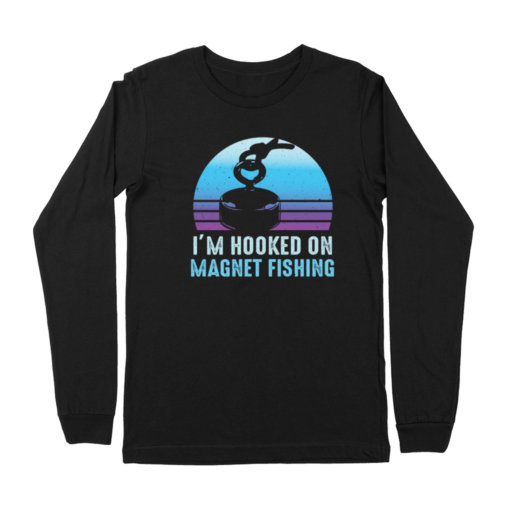 Hooked On Magnetic Fishing Magnetic Vintage Premium Long Sleeve