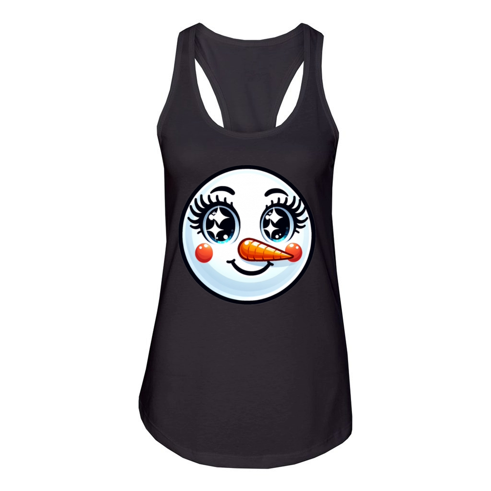 Lady Carrot-Nosed Snowwoman Cute Snowman Christmas Women's Racerback Tank