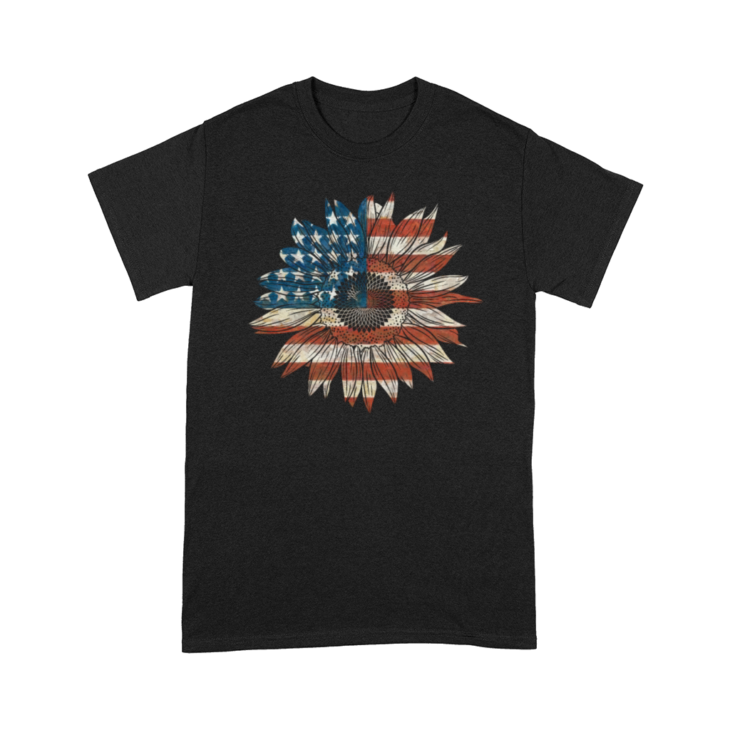 USA Flag as Sunflower Garden Plant Comfort T-shirt