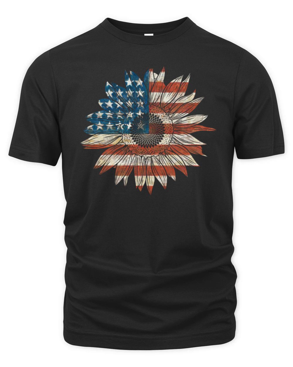 USA Flag as Sunflower Garden Plant Organic Unisex T-shirt