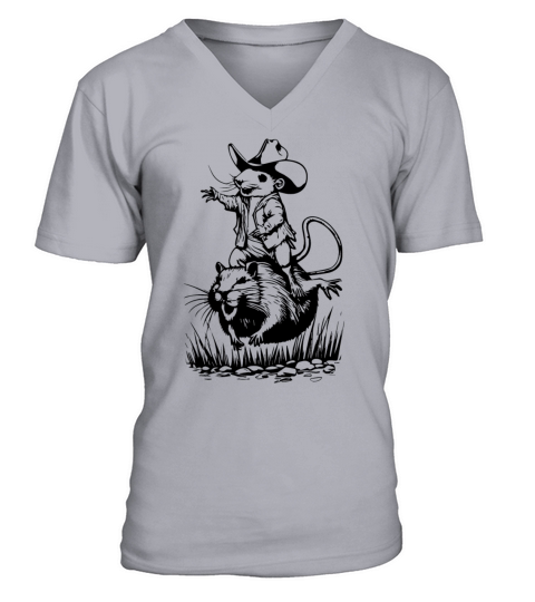 A rat in a cowboy hat jumping on Capybara V-Neck T-shirt