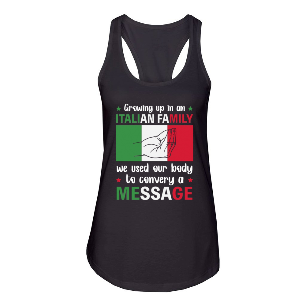 Italian Family Body Speak Hand Signs Women's Racerback Tank