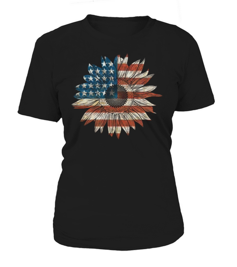 USA Flag as Sunflower Garden Plant Women's T-Shirt