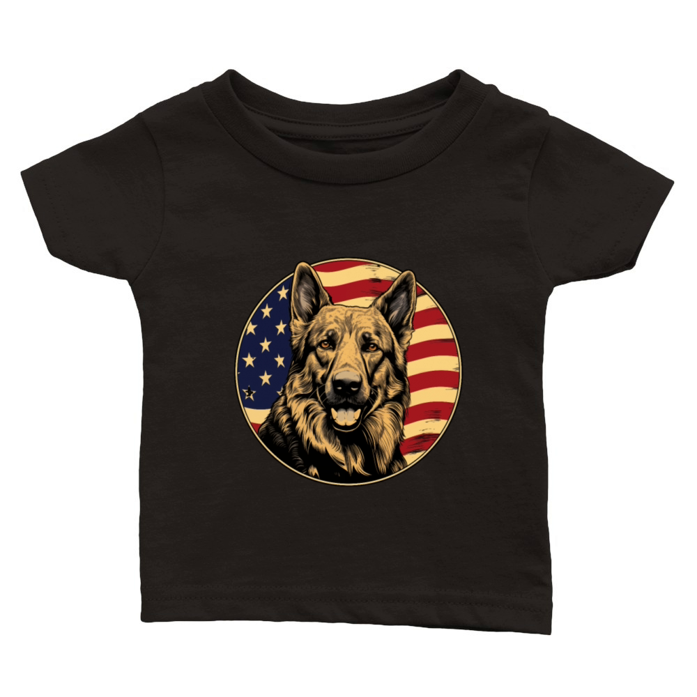 German Shepherd Funny Dog Vintage Retro American Classic Baby Crewneck T-shirt