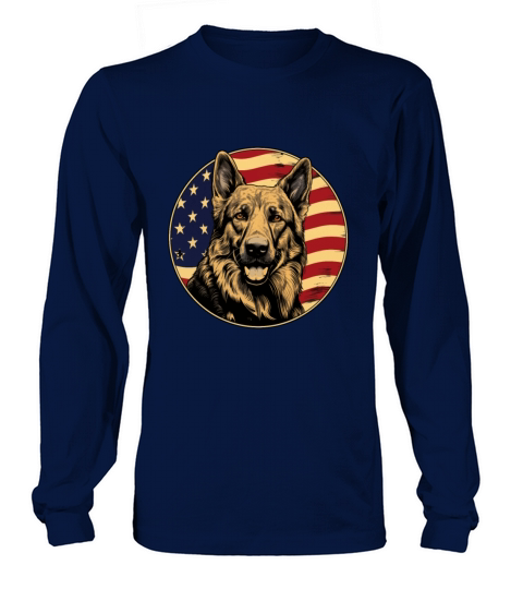 German Shepherd Funny Dog Vintage Retro American Long sleeved Unisex