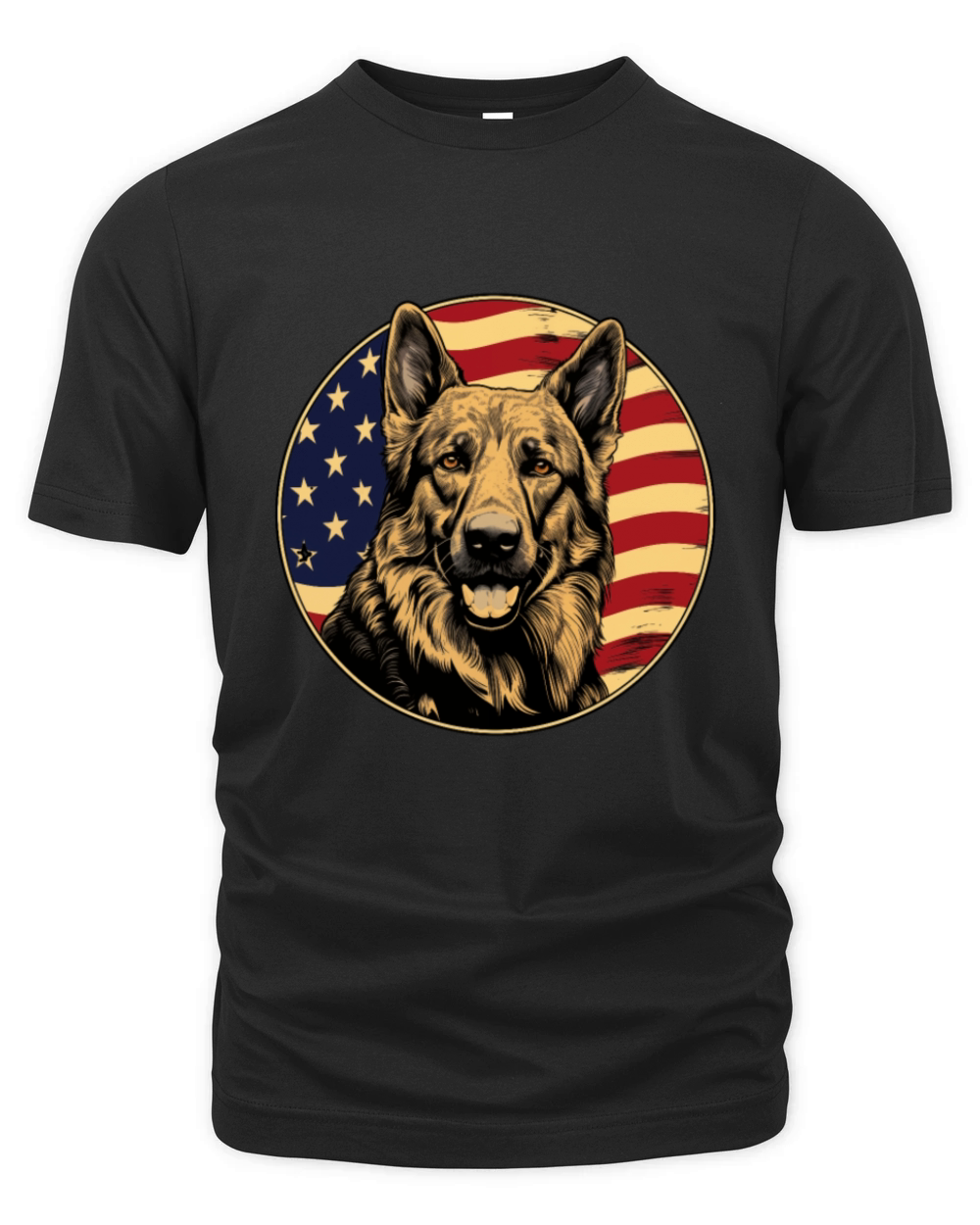 German Shepherd Funny Dog Vintage Retro American Organic Unisex T-shirt