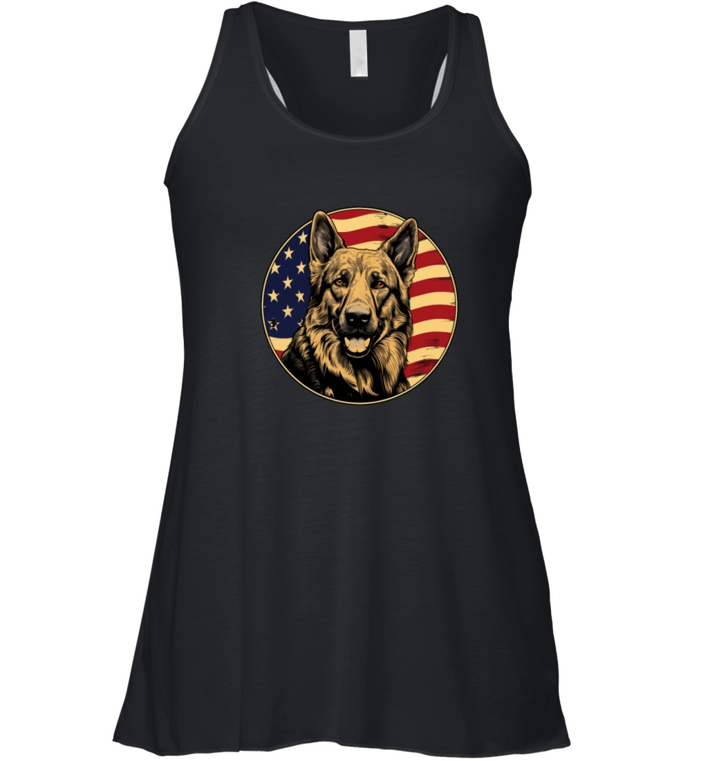 German Shepherd Funny Dog Vintage Retro American Women's Flowy Tank Top