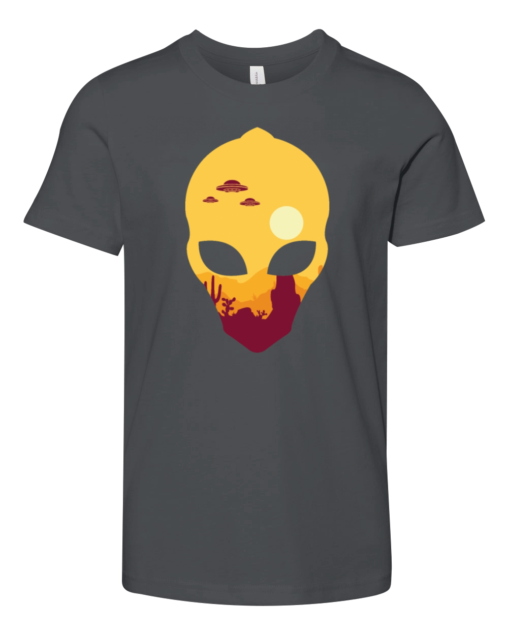 Ufos in Desert in Alien Head Youth Unisex Jersey Tee
