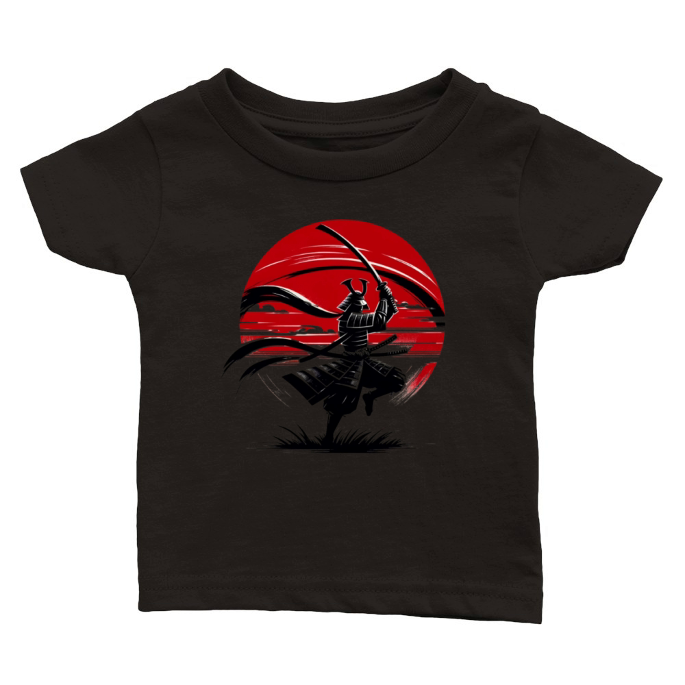 Japanese Samurai Silhouette Vintage Fighter Retro Classic Baby Crewneck T-shirt