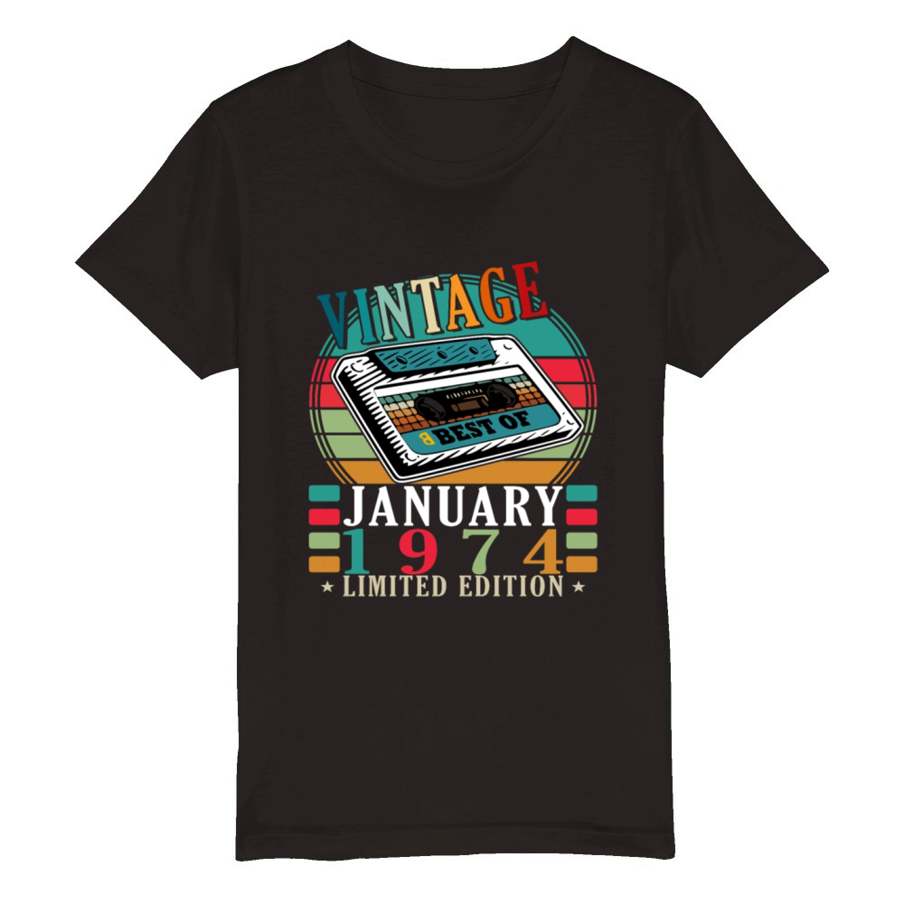 50th birthday 50 years January 1974 Organic Kids Crewneck T-shirt