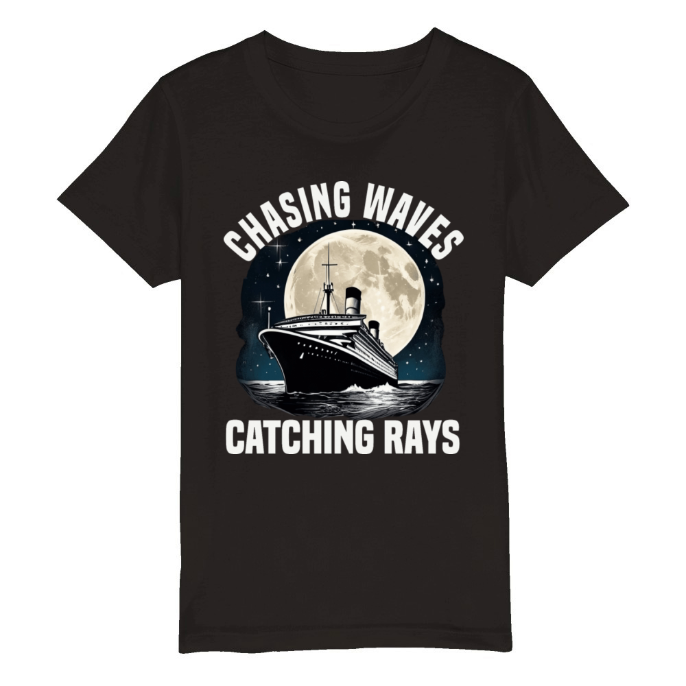 Chasing Waves Catching Rays Cruise Ship Vacation Organic Kids Crewneck T-shirt