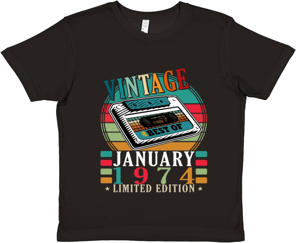50th birthday 50 years January 1974 Premium Kids Crewneck T-shirt