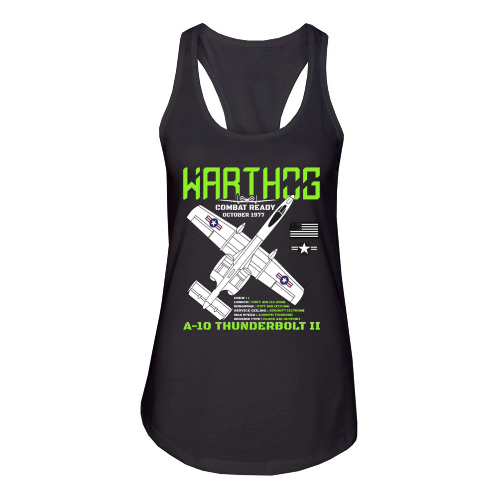 A-10 Warthog Fighter Jet Specs Military Warthog Women's Racerback Tank