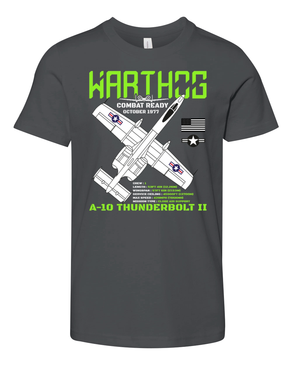 A-10 Warthog Fighter Jet Specs Military Warthog Youth Unisex Jersey Tee