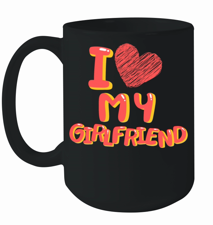 I Love My Girlfriend Heart Balloons White Ceramic Mug