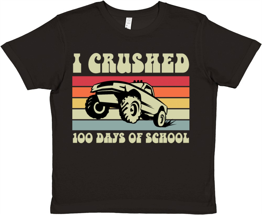 I Crushed 100 Days Of School design Boys Monster Premium Kids Crewneck T-shirt