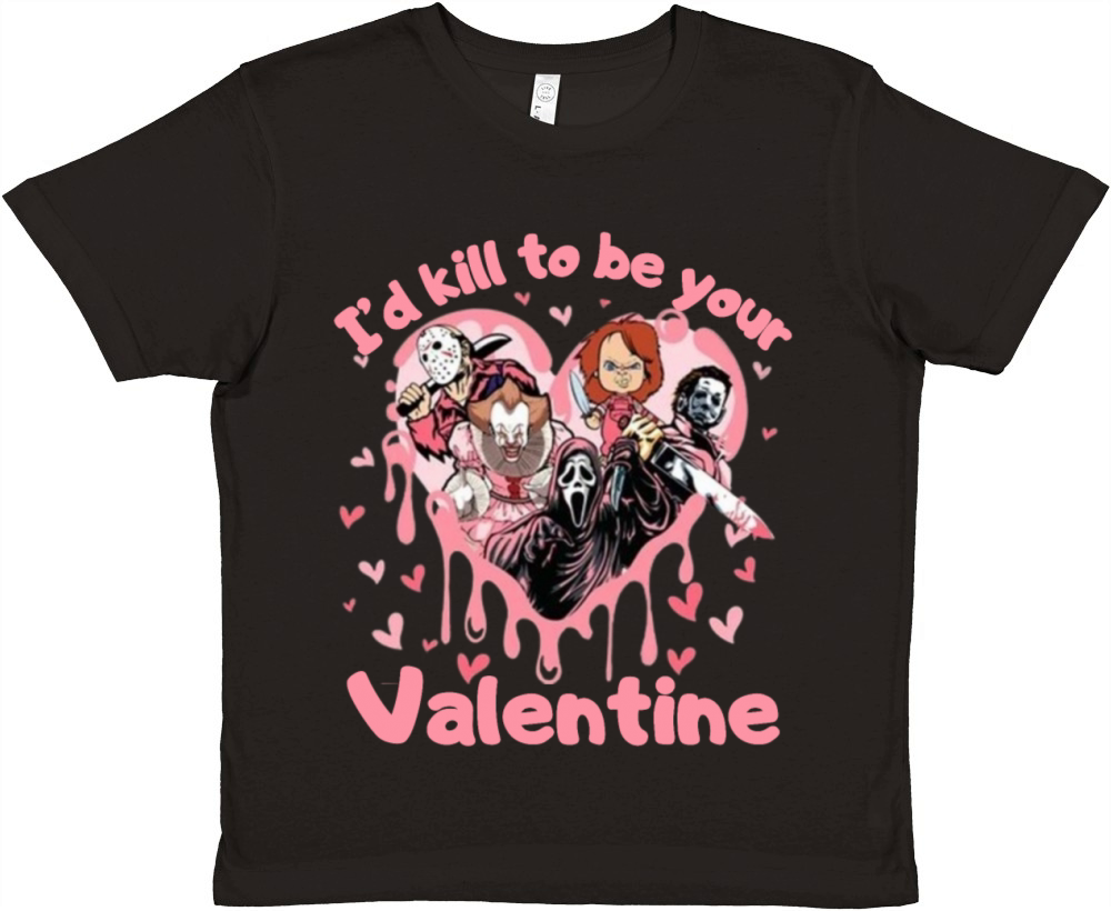 Id To Be Your Valentine Horror Movie Lover Premium Kids Crewneck T-shirt