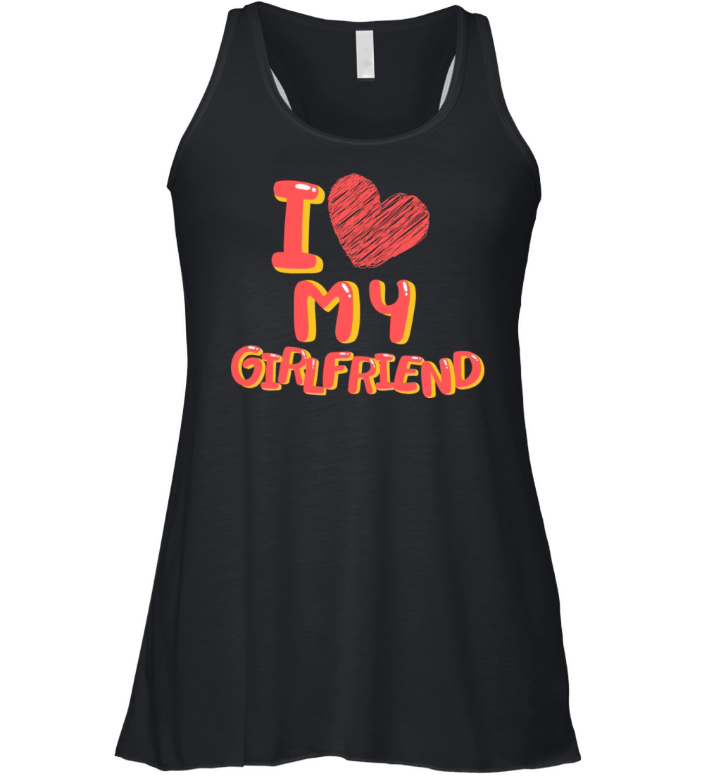 I Love My Girlfriend Heart Balloons White Women's Flowy Tank Top