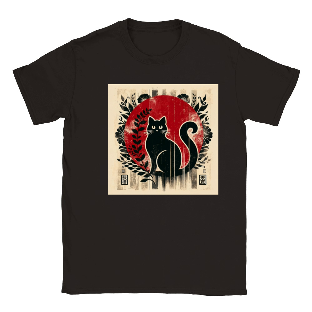 Silhouette Japanese Kitten Retro Cute Vintage Classic Kids Crewneck T-shirt