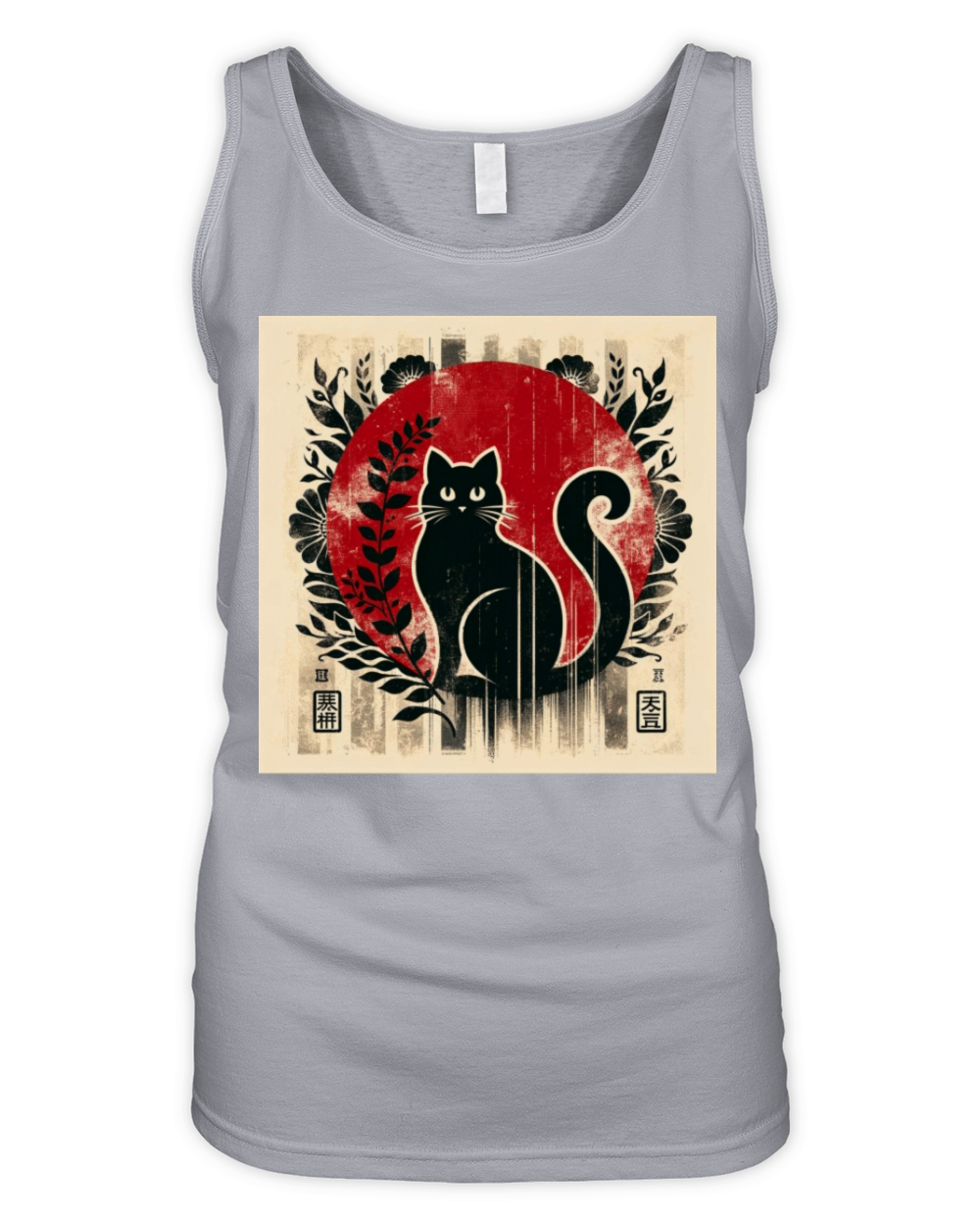 Silhouette Japanese Kitten Retro Cute Vintage Organic Women's Tank Top