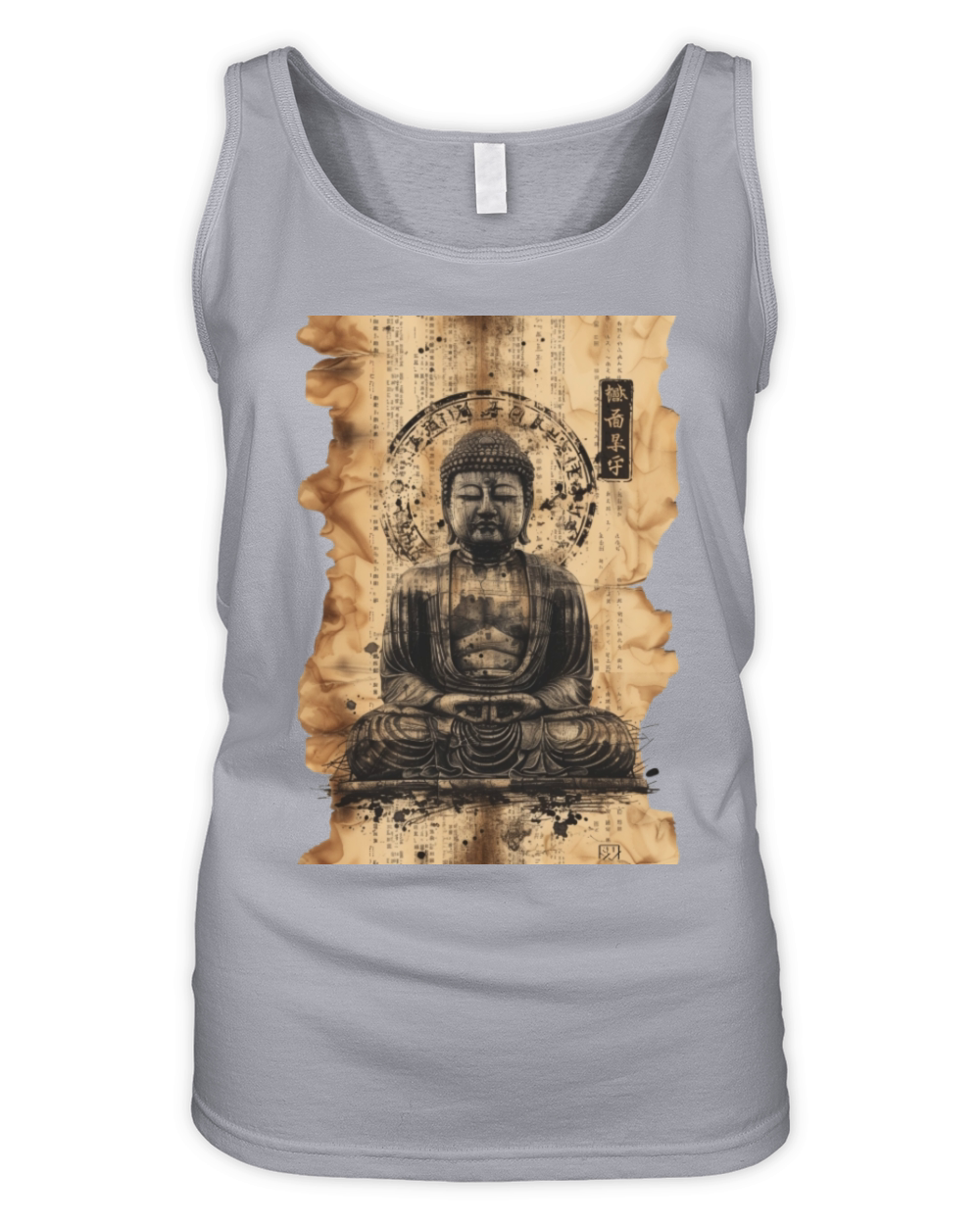 Vintage Papyrus Scroll Japanese Silhouette Buddha Organic Women's Tank Top
