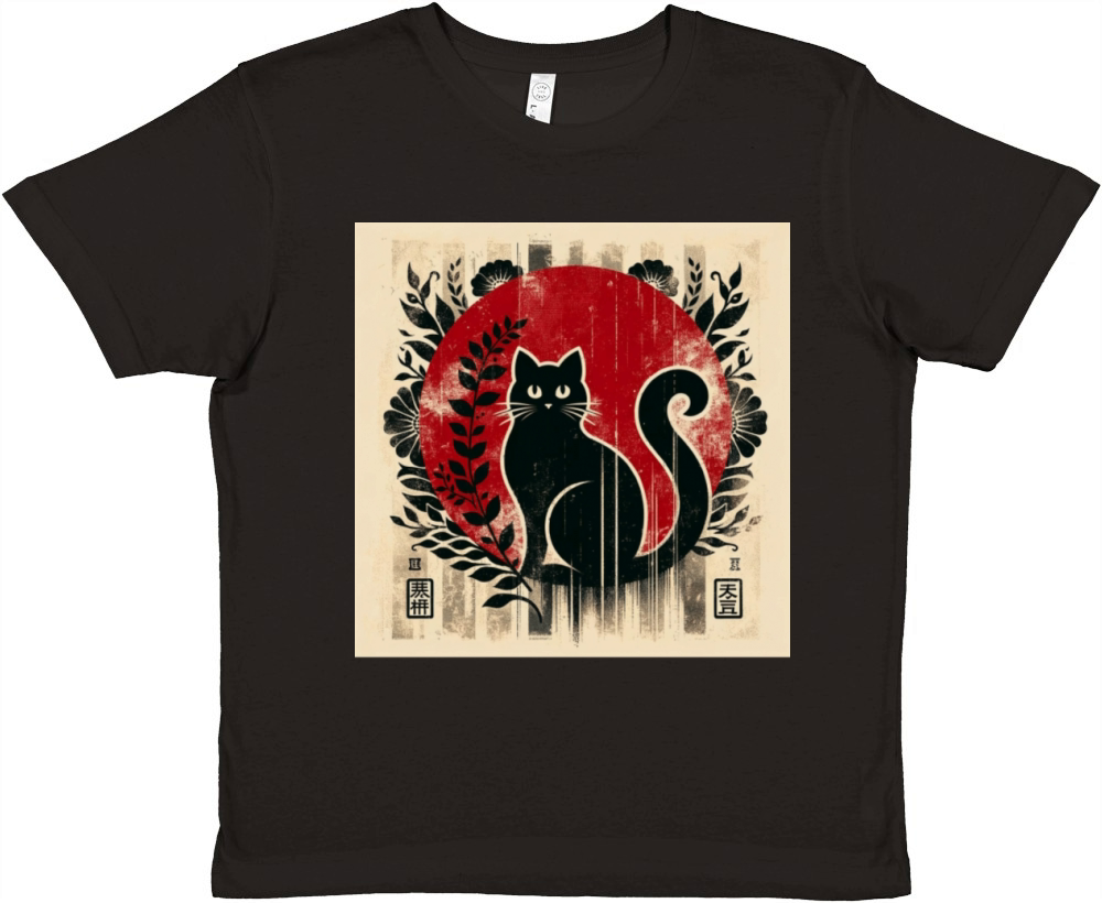 Silhouette Japanese Kitten Retro Cute Vintage Premium Kids Crewneck T-shirt