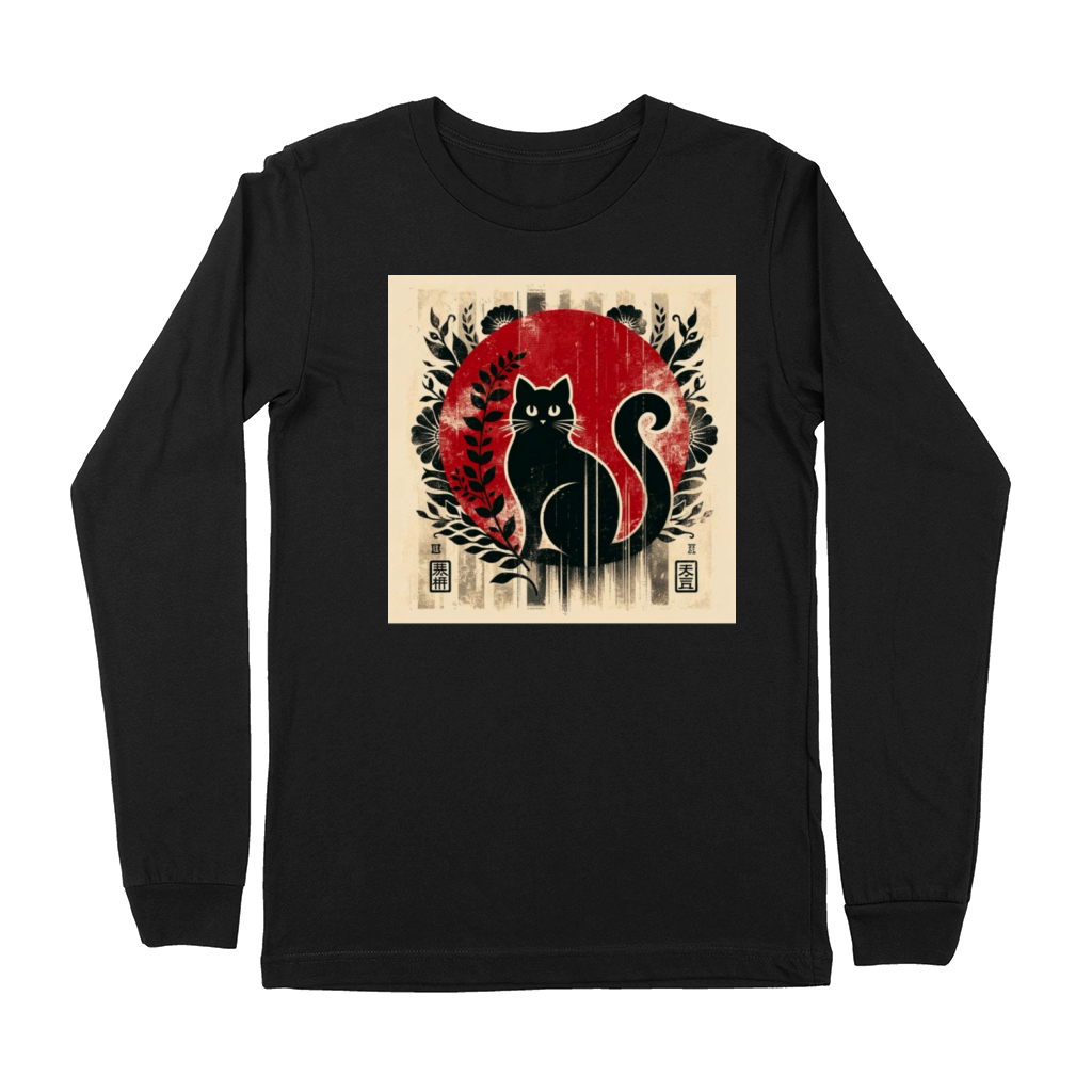 Silhouette Japanese Kitten Retro Cute Vintage Premium Long Sleeve