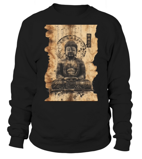 Vintage Papyrus Scroll Japanese Silhouette Buddha Sweatshirt Unisex