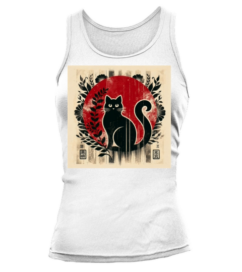 Silhouette Japanese Kitten Retro Cute Vintage Tank top Woman