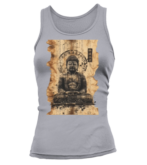 Vintage Papyrus Scroll Japanese Silhouette Buddha Tank top Woman