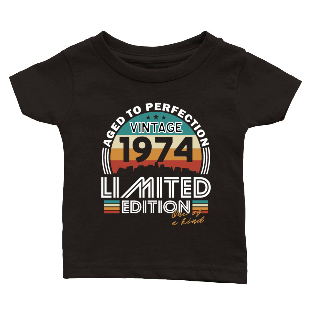 50th birthday vintage 1974 born in 1974 Classic Baby Crewneck T-shirt