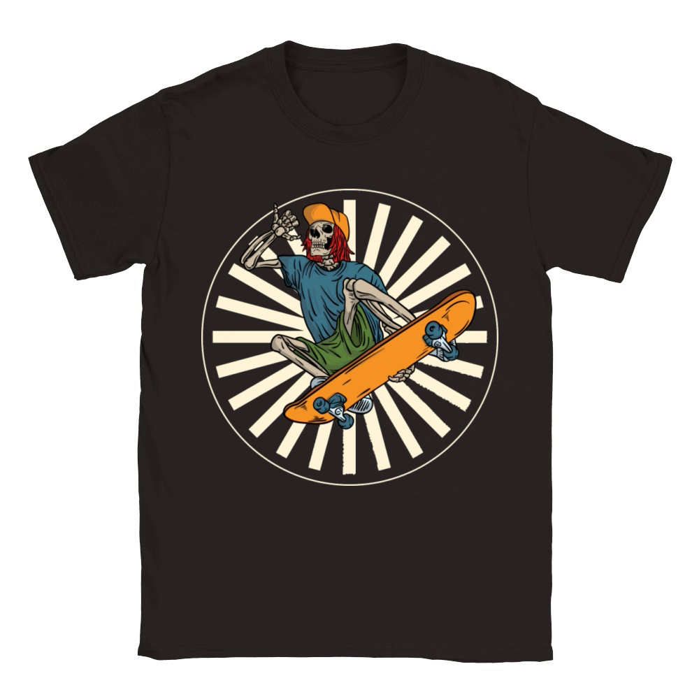 Skeleton Skateboarding Classic Kids Crewneck T-shirt