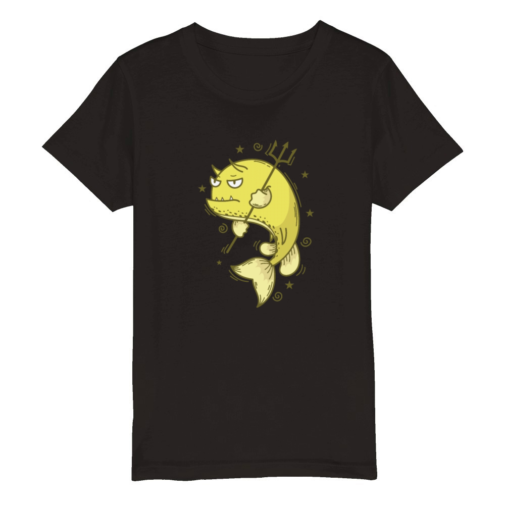 Cowfish with trident Sea or Aquarium Organic Kids Crewneck T-shirt
