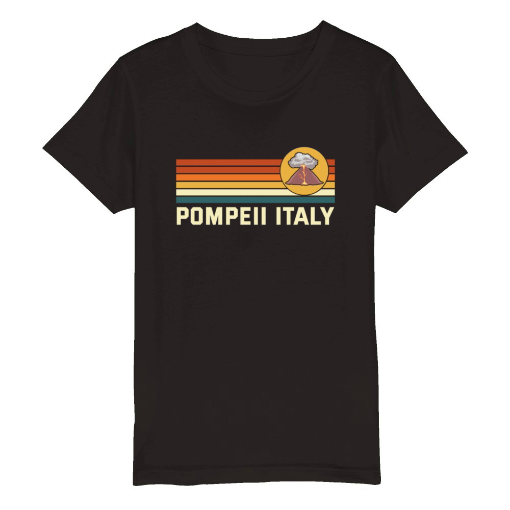 Pompeii Italy Vintage Volcanic Eruption Geography Organic Kids Crewneck T-shirt
