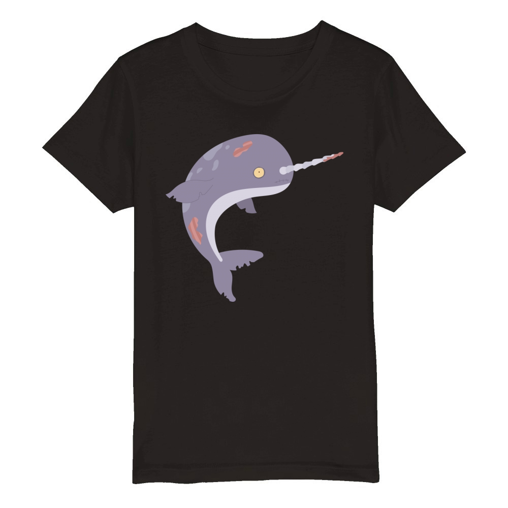Zombie Narwhal Funny Halloween Costume Organic Kids Crewneck T-shirt