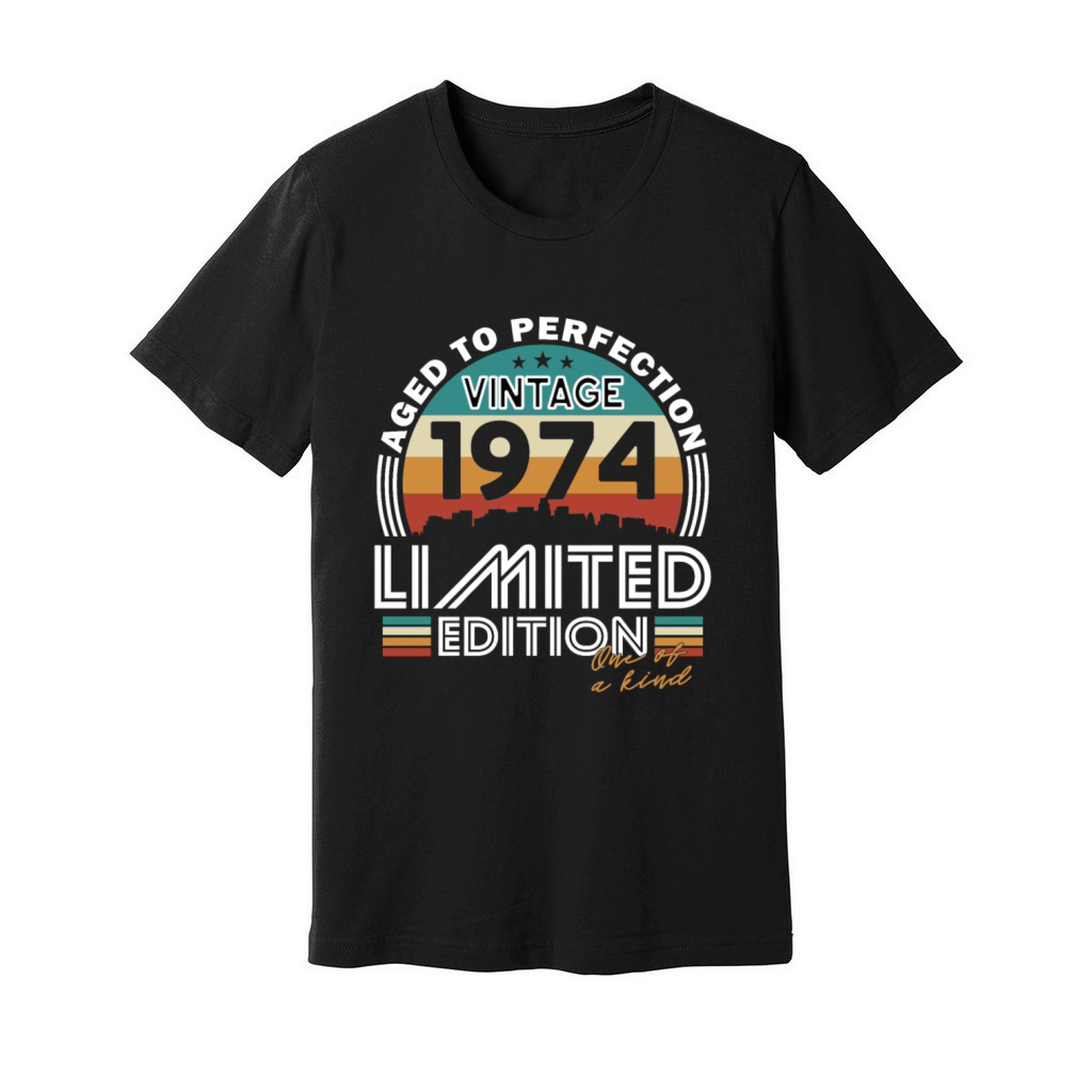 50th birthday vintage 1974 born in 1974 Unisex Jersey Tee