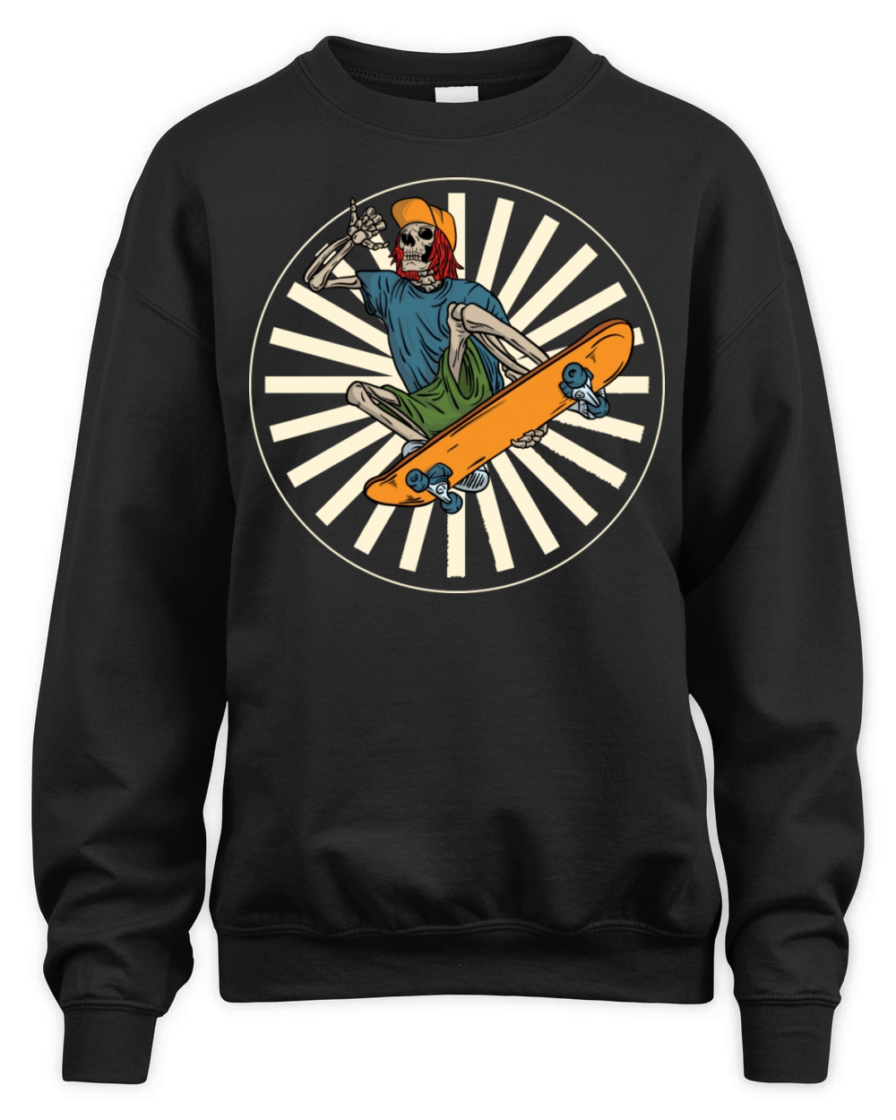Skeleton Skateboarding Unisex Premium Crewneck Sweatshirt