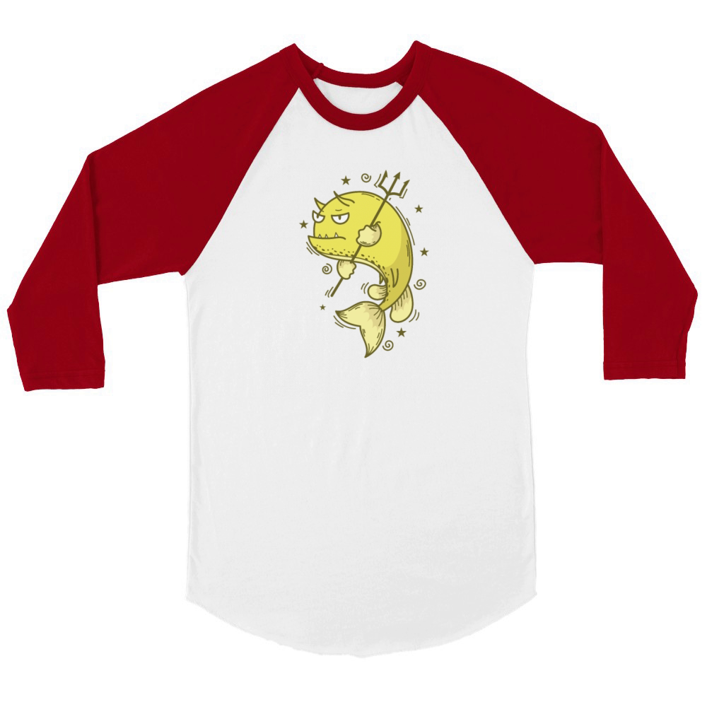 Cowfish with trident Sea or Aquarium Unisex ¾ sleeve Raglan T-shirt