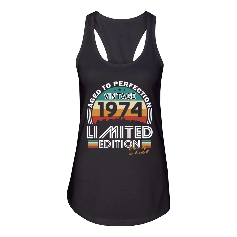 50th birthday vintage 1974 born in 1974 Women's Racerback Tank