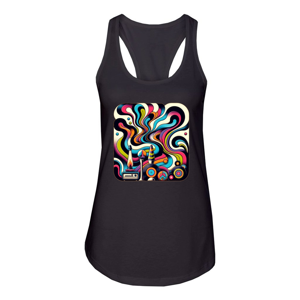 Retro Groove Waves Women's Racerback Tank