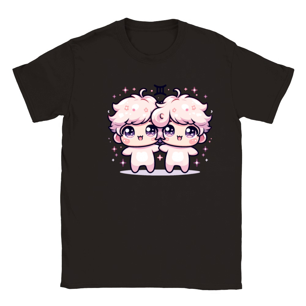Gemini Zodiac Design Featuring Adorable Kawaii Classic Kids Crewneck T-shirt