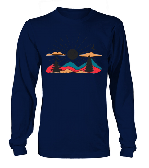 Vintage Hiking Gift with Mountains Long sleeved Unisex