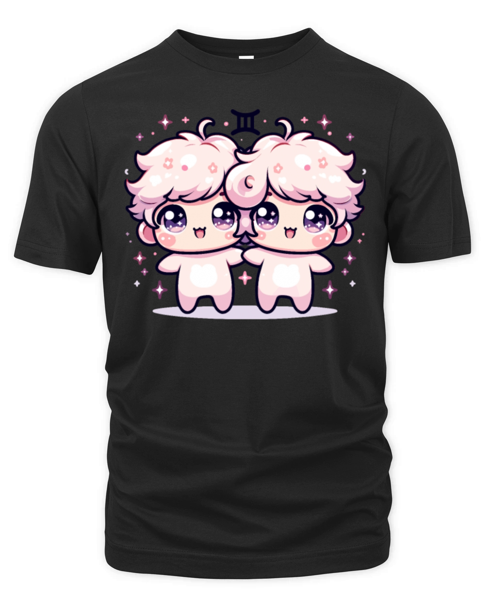 Gemini Zodiac Design Featuring Adorable Kawaii Organic Unisex T-shirt