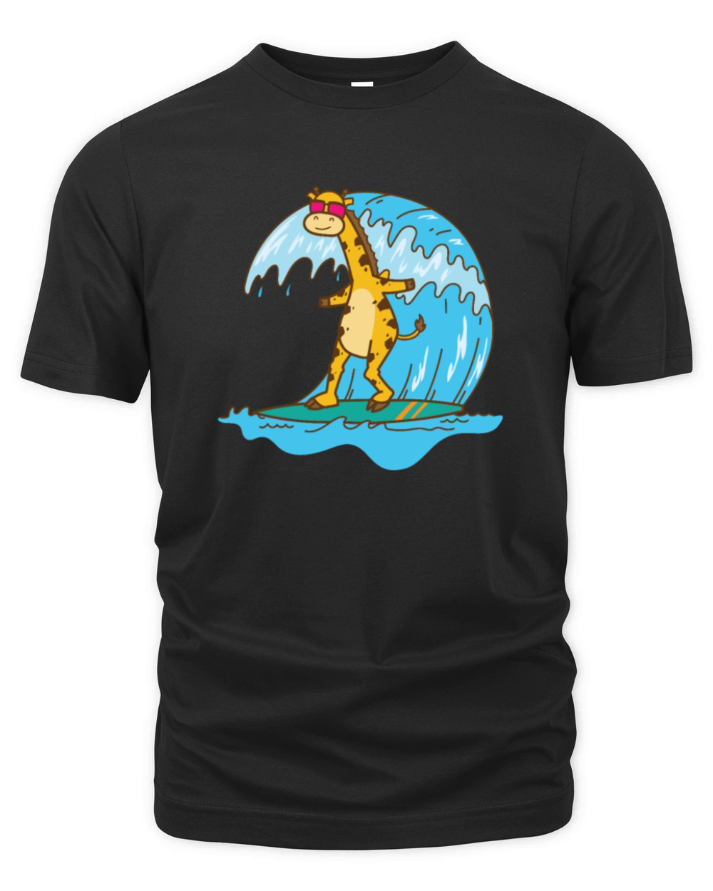 Giraffe on a Surfboard Zoo Animal Park Organic Unisex T-shirt