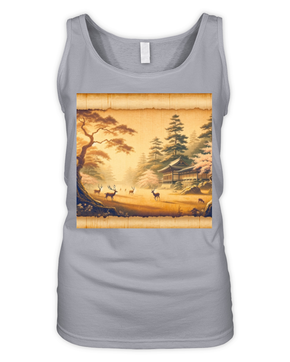 Classic Nature Scenery Papyrus Scroll Japanese Art Organic Women's Tank Top