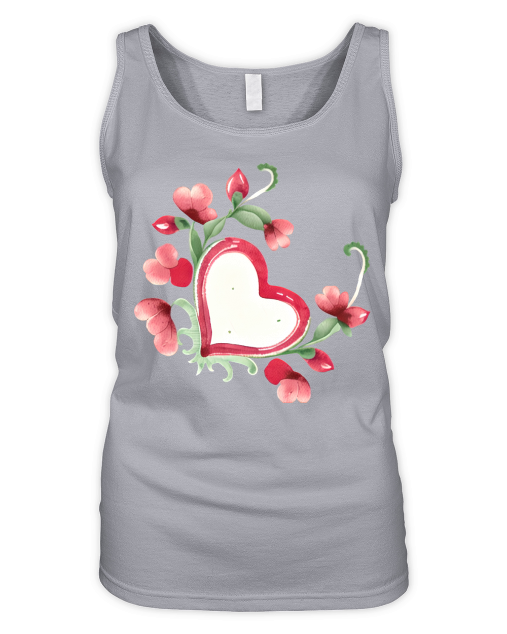 Floral Heart Valentine Design Vintage Style Organic Women's Tank Top