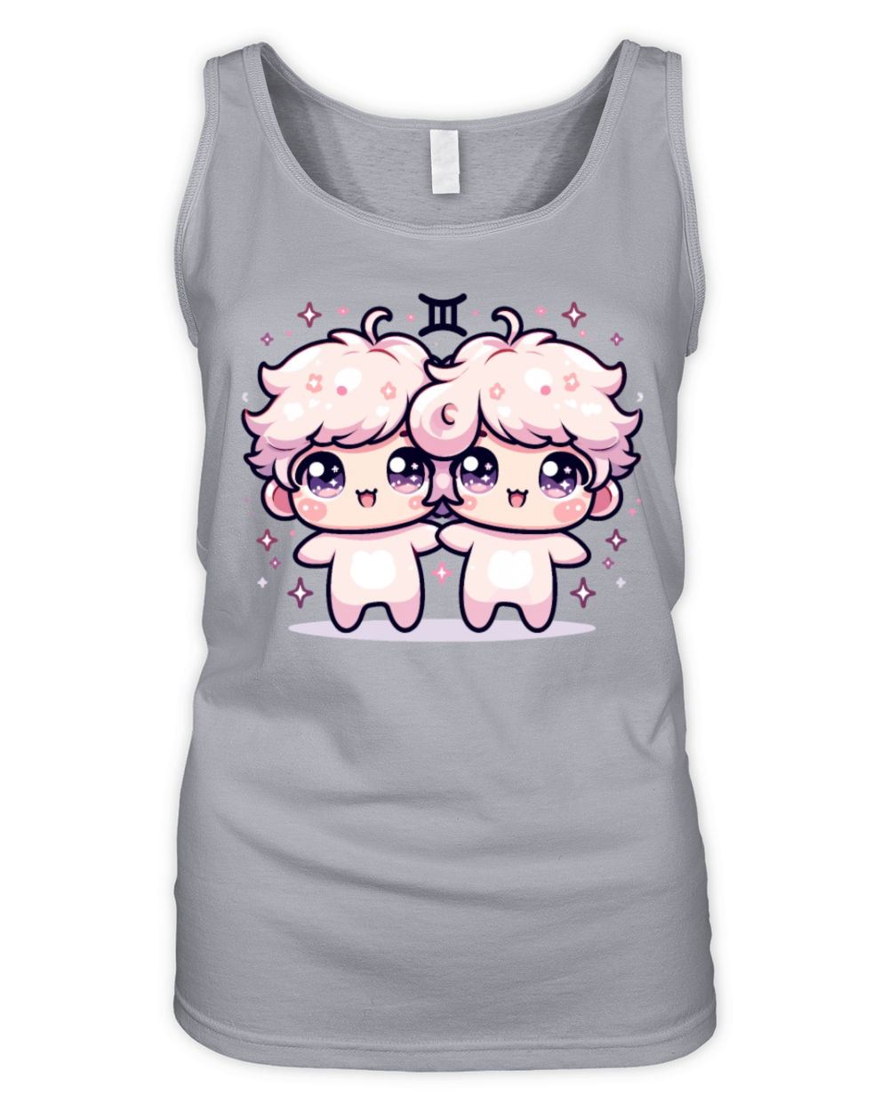 Gemini Zodiac Design Featuring Adorable Kawaii Organic Women's Tank Top